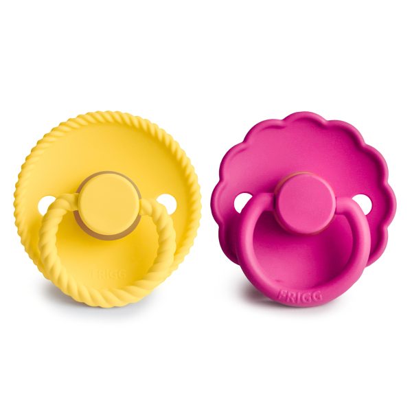 FRIGG Rope Natural Rubber Pacifier 2 Pack 0-6 Sunflower/Fuchsia