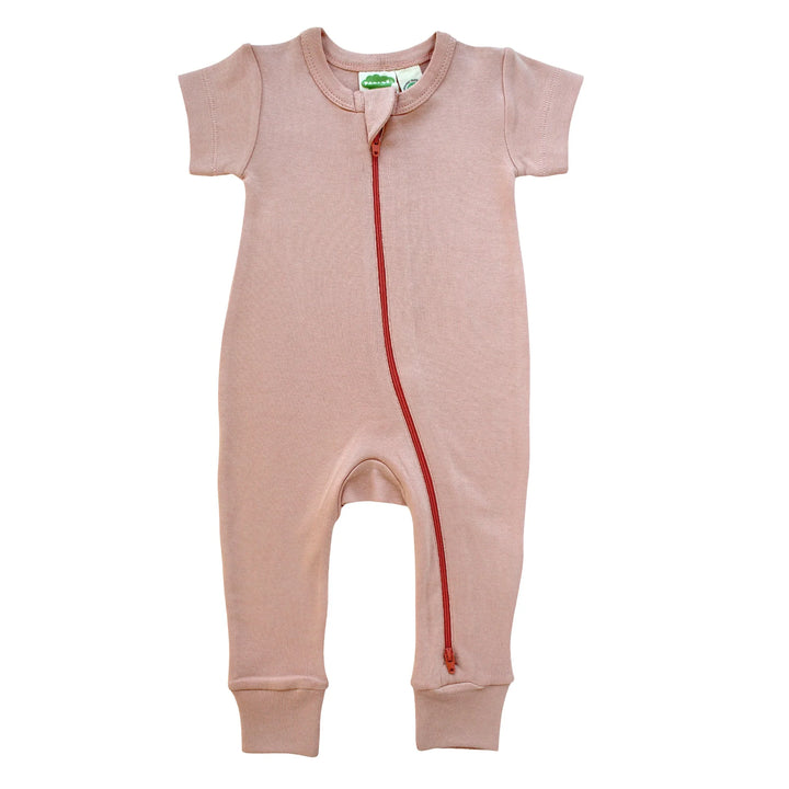 Dusty Pink S/S Zip Footless Romper *