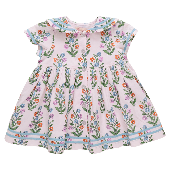 Pink Dewdrop Block Print Elowen Dress