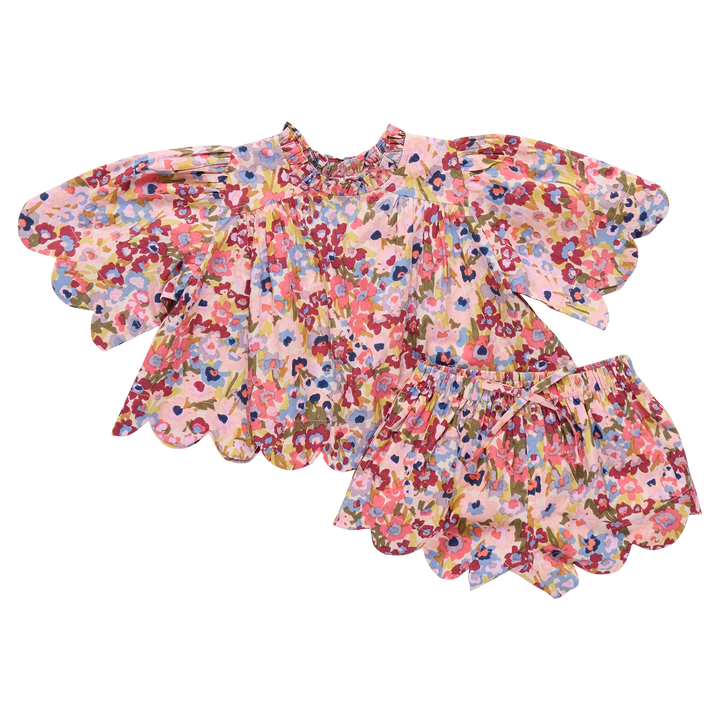 Burgundy Sketched Floral Scallop Misha Set