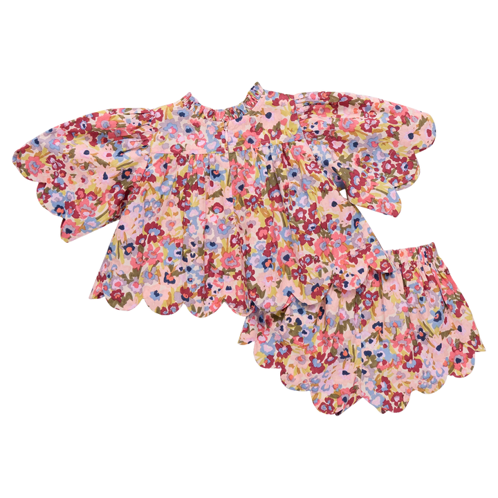 Burgundy Sketched Floral Scallop Misha Set