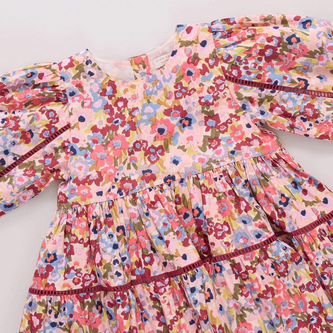 Burgundy Sketched Floral Maribelle Dress