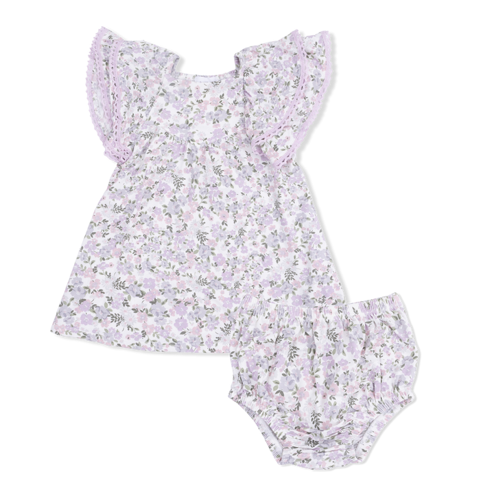 Purple Shannon Floral V-Neck Dress w/ Bloomers