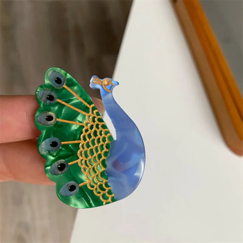 Peacock Alligator Hair Clip