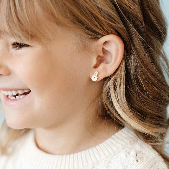 Hypoallergenic Gold & Enamel Snowman Earrings
