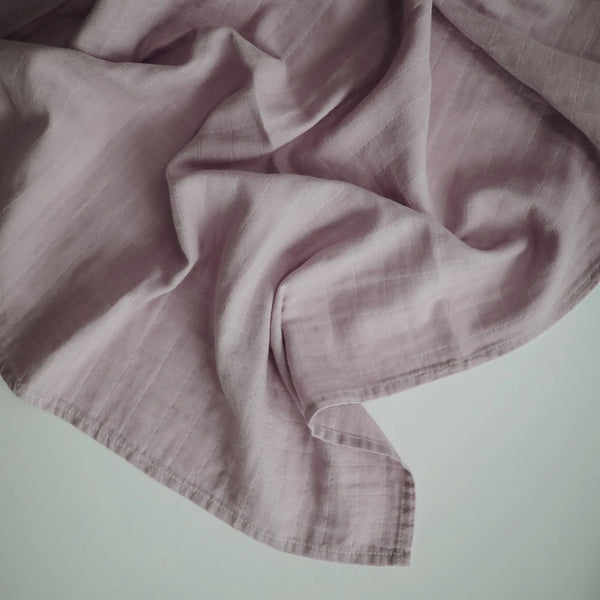 Organic Cotton Muslin Swaddle Blanket Soft Mauve