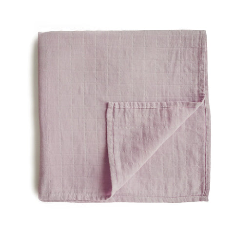 Organic Cotton Muslin Swaddle Blanket Soft Mauve