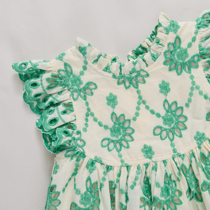 Kelly Green Eyelet Cynthia Baby Dress + Bloomers