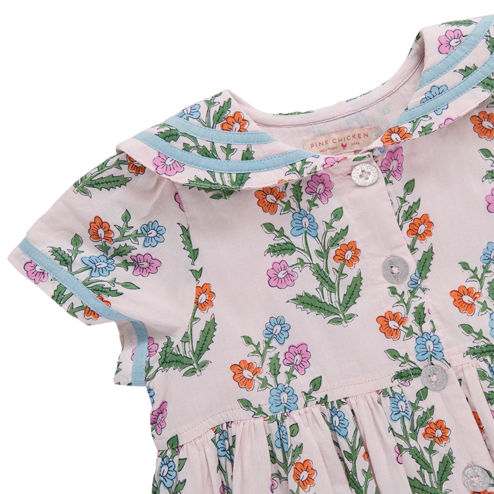 Pink Dewdrop Block Print Elowen Dress