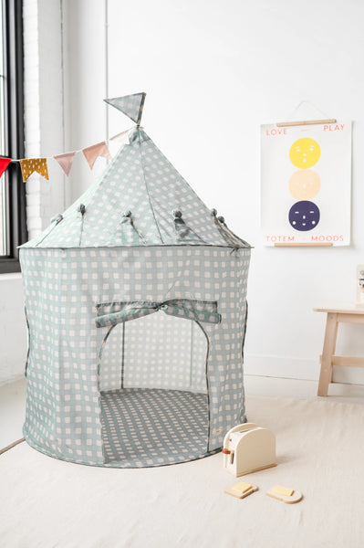 Gingham Blue Play Tent