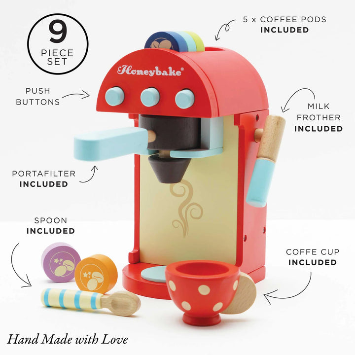 Wooden Toy Coffee Machine & Pods
