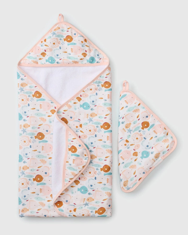 Hooded Towel Set - sun kissed shoal fish