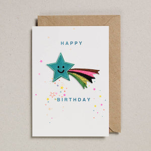 Shooting Star Happy Birthday Iron On Patch Card
