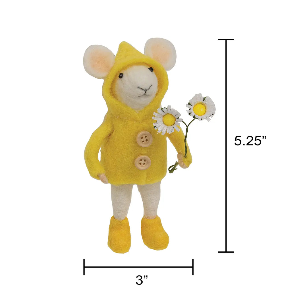 Mouse in Raincoat Felted Ornament