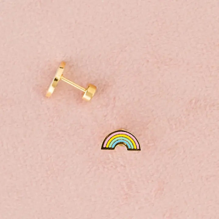 Hypoallergenic Gold and Enamel Pastel Rainbow Earrings