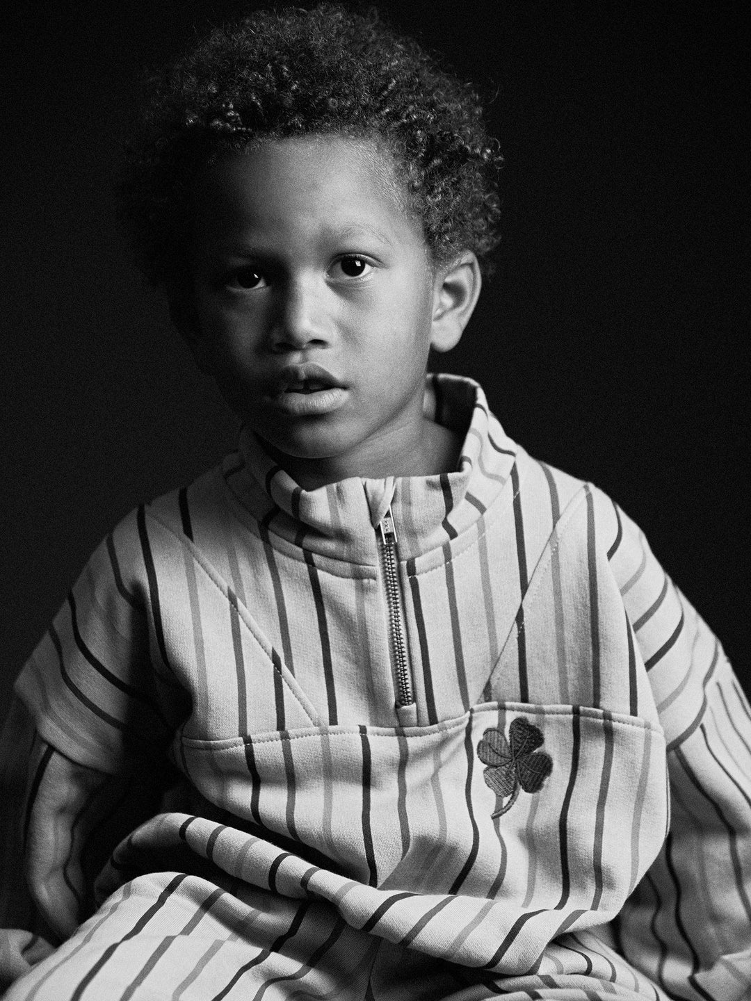 Clover Embroidered Half Zip Sweatshirt