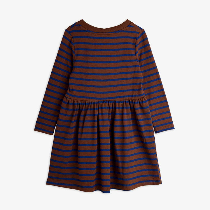 Brown Stripe Bird Patch L/S Dress