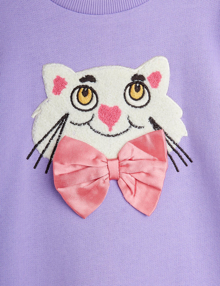 Purple Cat with Bowtie Chenille Sweatdress