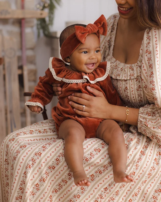 Velour Bow Headband - Redwood