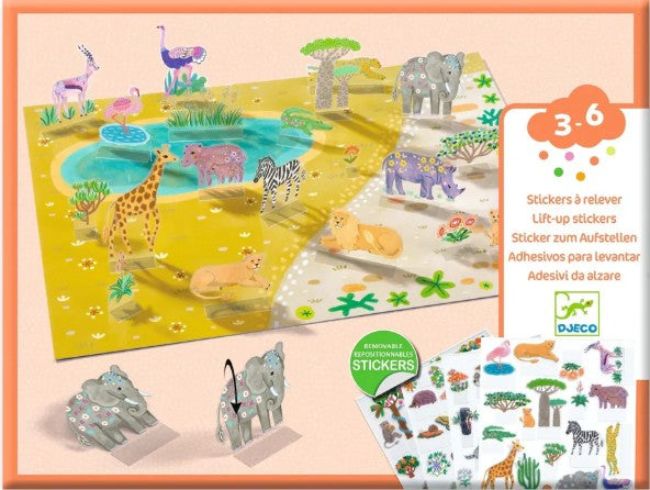 Animals 3D Lift Up Reuseable Stickers