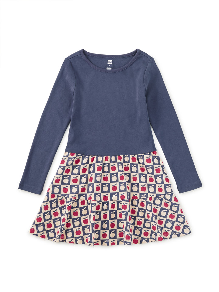 Apple Checkerboard Print Mix Twirl Dress