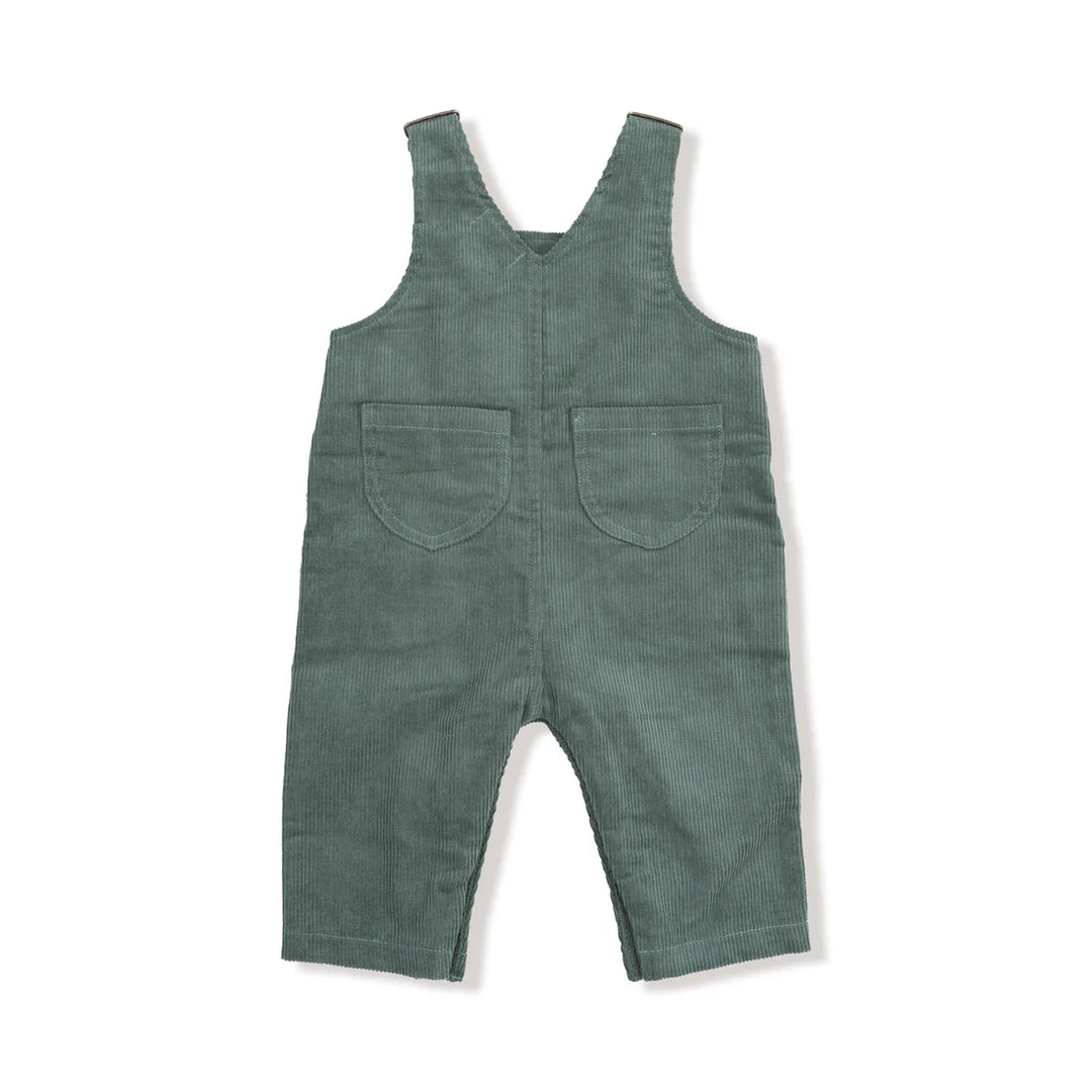 Dark Ivy Corduroy Overalls w/ Apple Applique