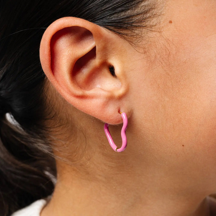 Hypoallergenic Enamel Heart Hoop Earrings