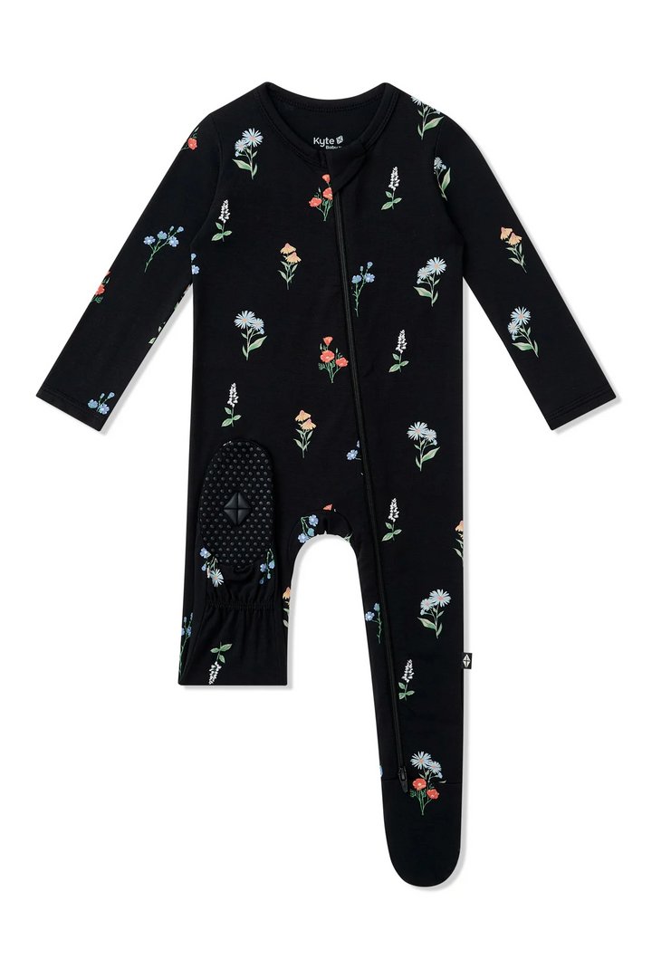 Midnight Wildflower Zippered Footie