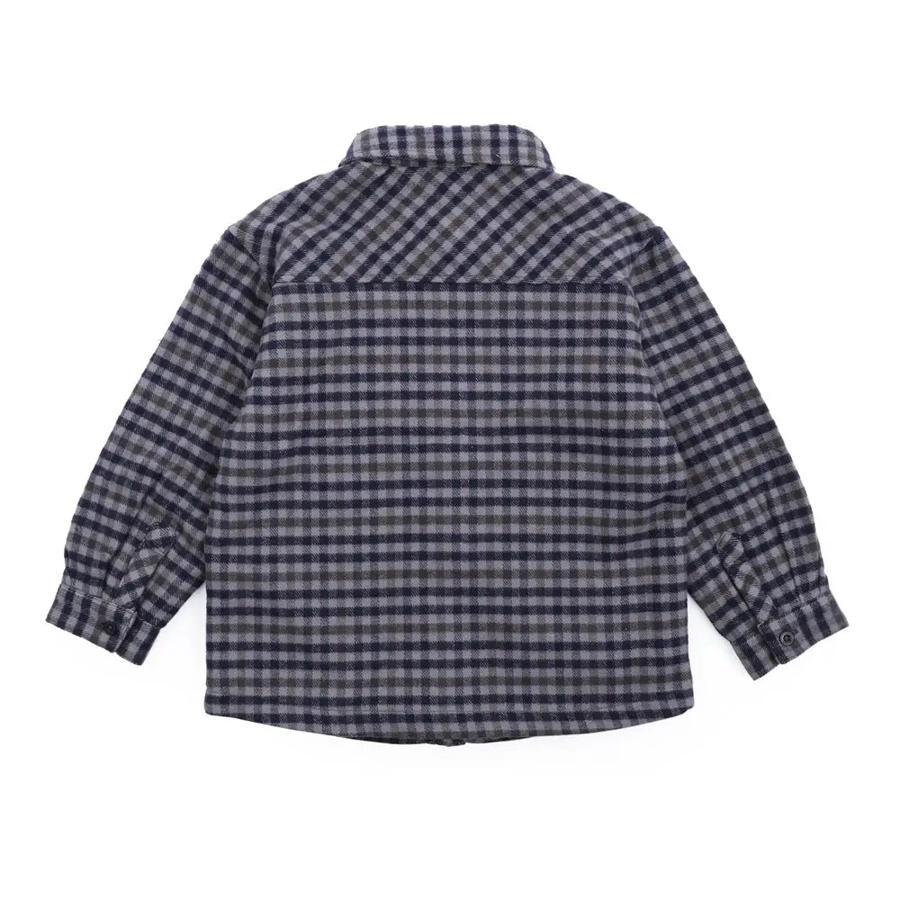 Navy Nick Checkered Fleece Lined Wool Shirt