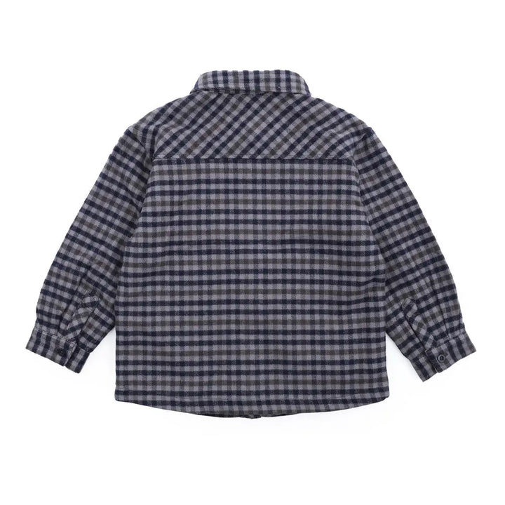 Navy Nick Checkered Fleece Lined Wool Shirt