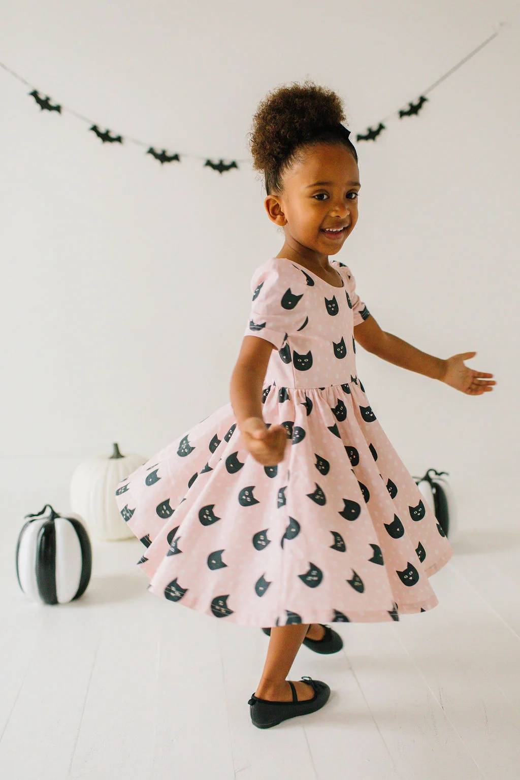 Puff Sleeve Dress - Black Cat