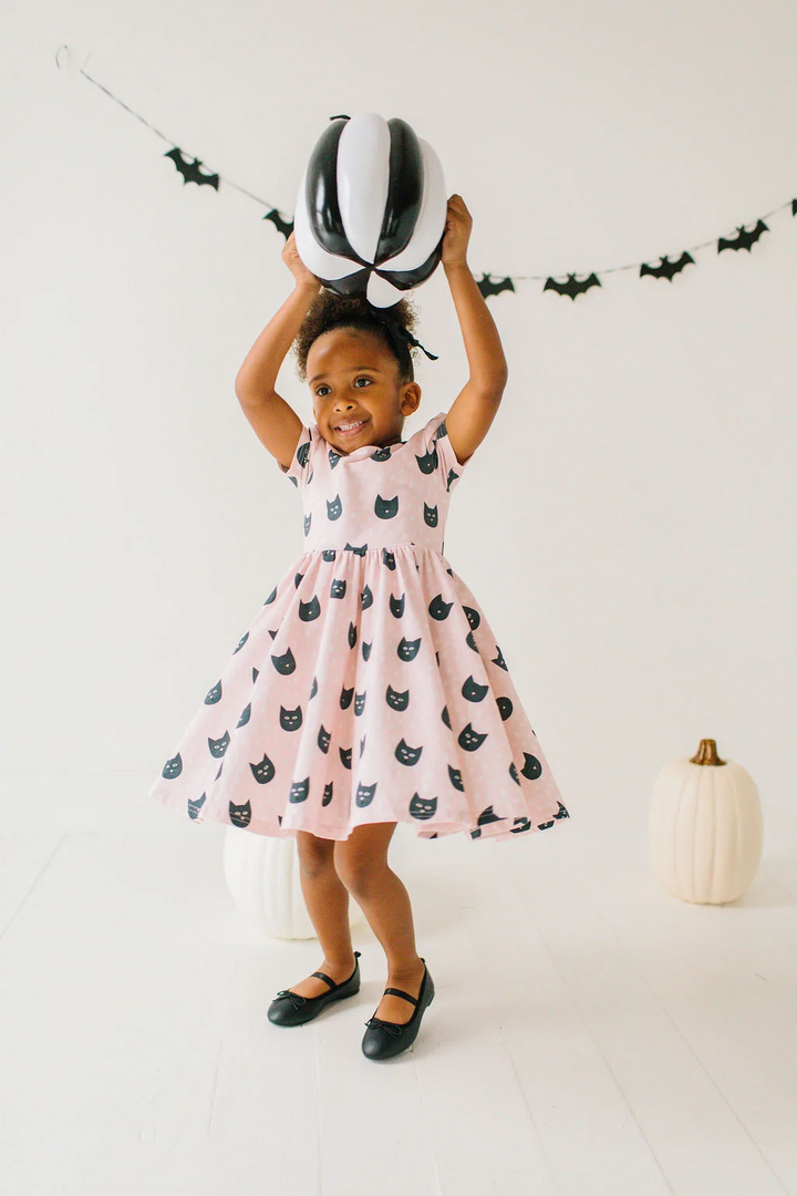 Puff Sleeve Dress - Black Cat