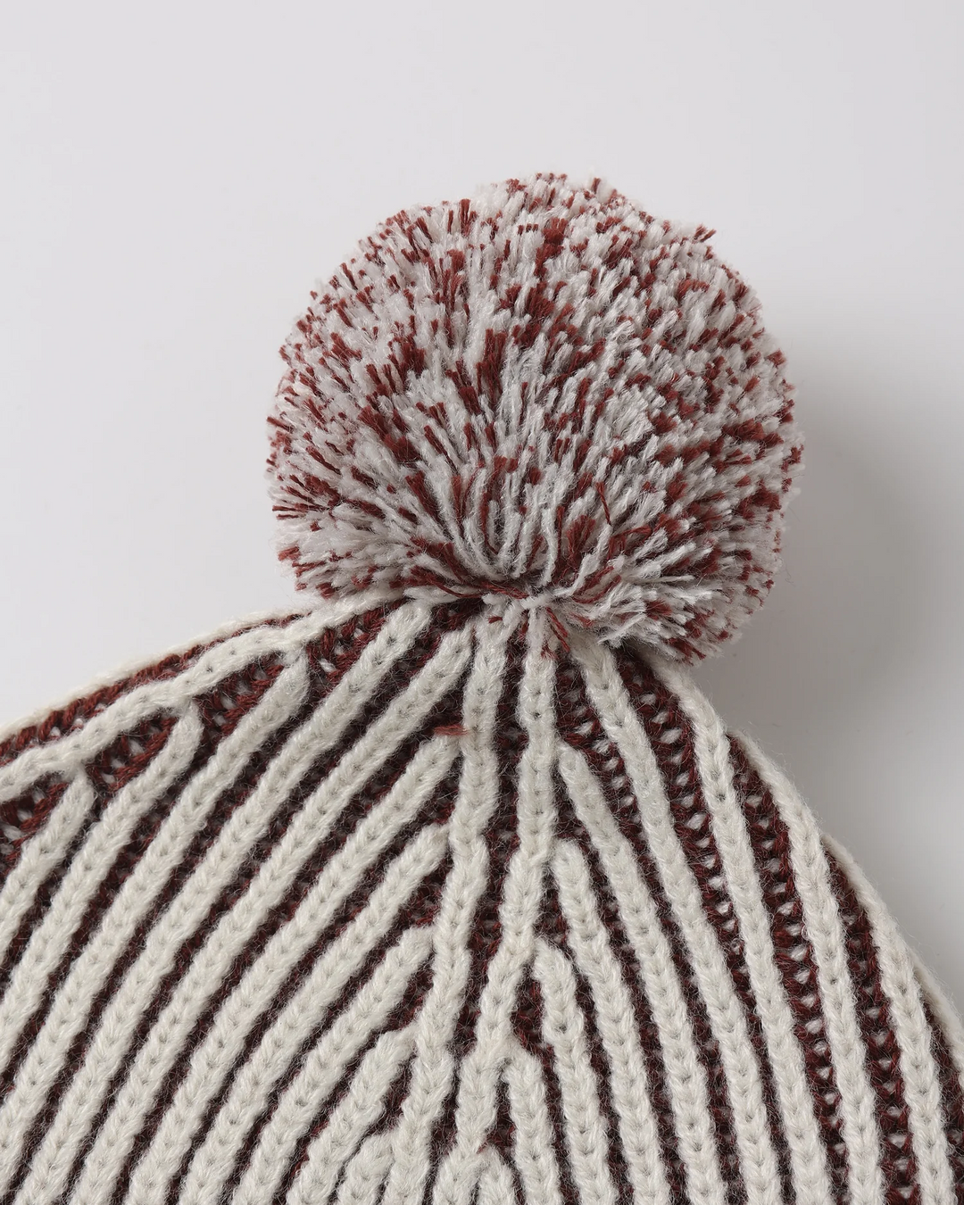 Beanie w/ Pom - Black Cherry Stripe