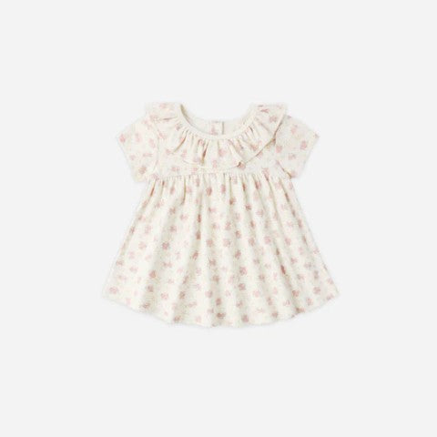 Ivory Flower Field Ruffle Collar Jersey Dress