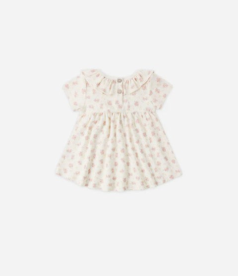Ivory Flower Field Ruffle Collar Jersey Dress
