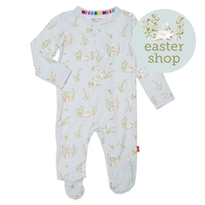 Blue Hoppily Ever After Footed Romper