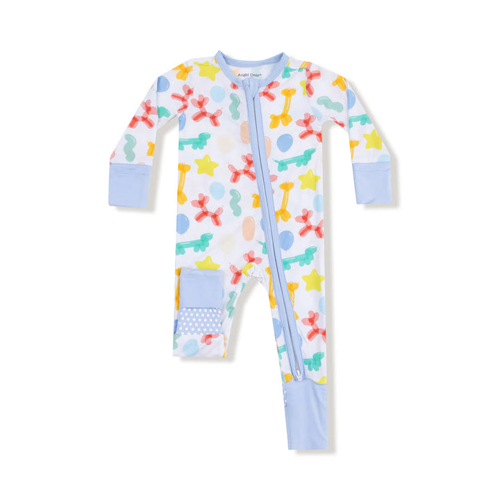 Blue Balloon Animals Zip Footless Romper