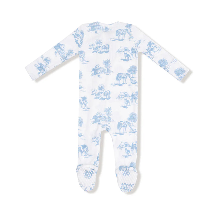 Blue Farm Toile Zipper Footed Romper