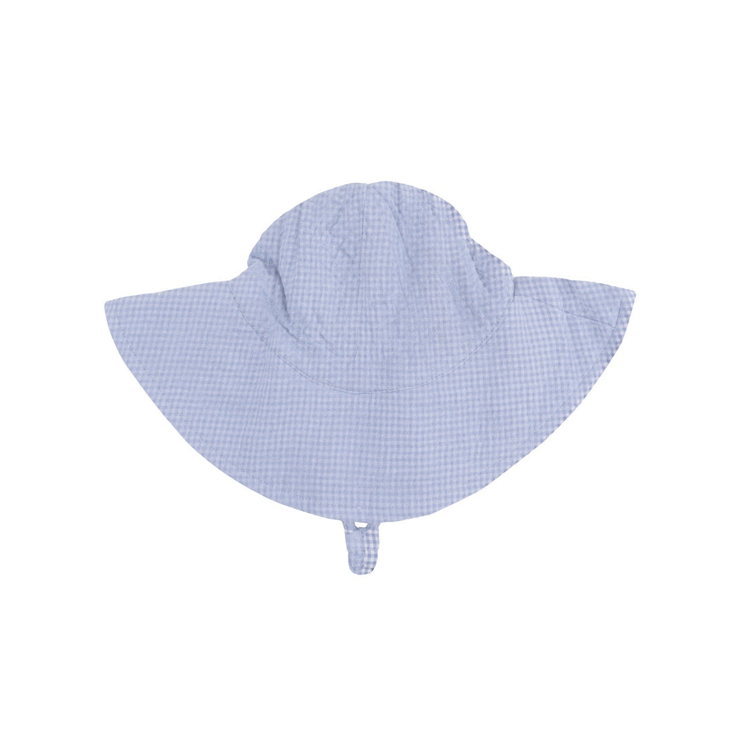 Blue Blizzard Micro Gingham Wide Brim Sun Hat