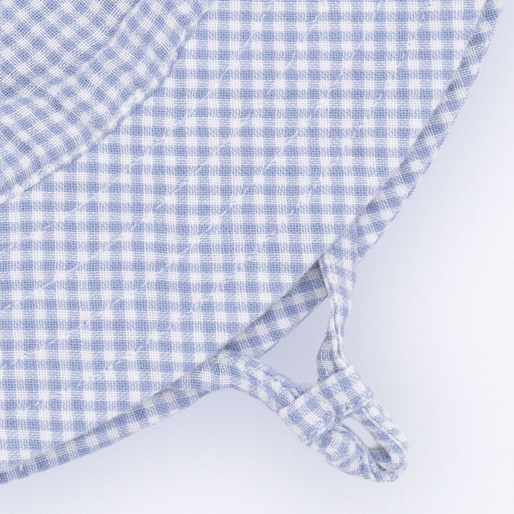 Blue Blizzard Micro Gingham Wide Brim Sun Hat