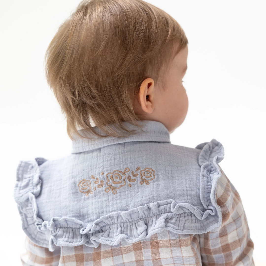 Loretta Top - Blue Western Plaid