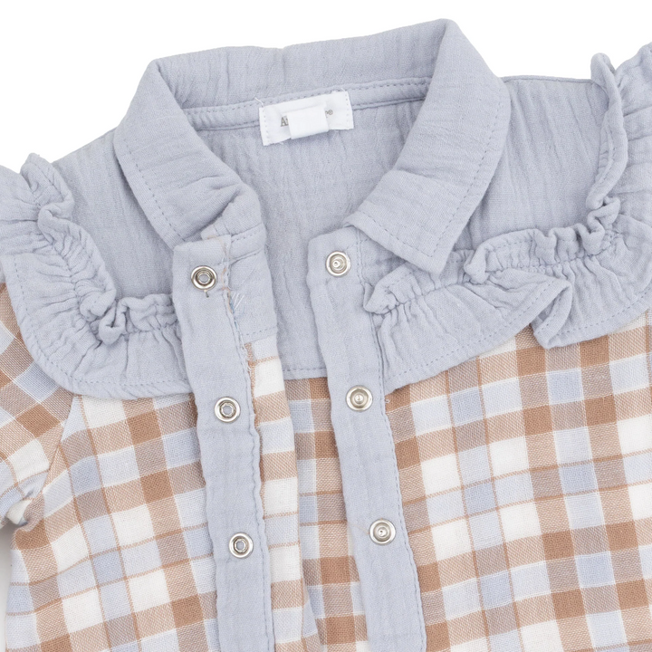 Loretta Top - Blue Western Plaid