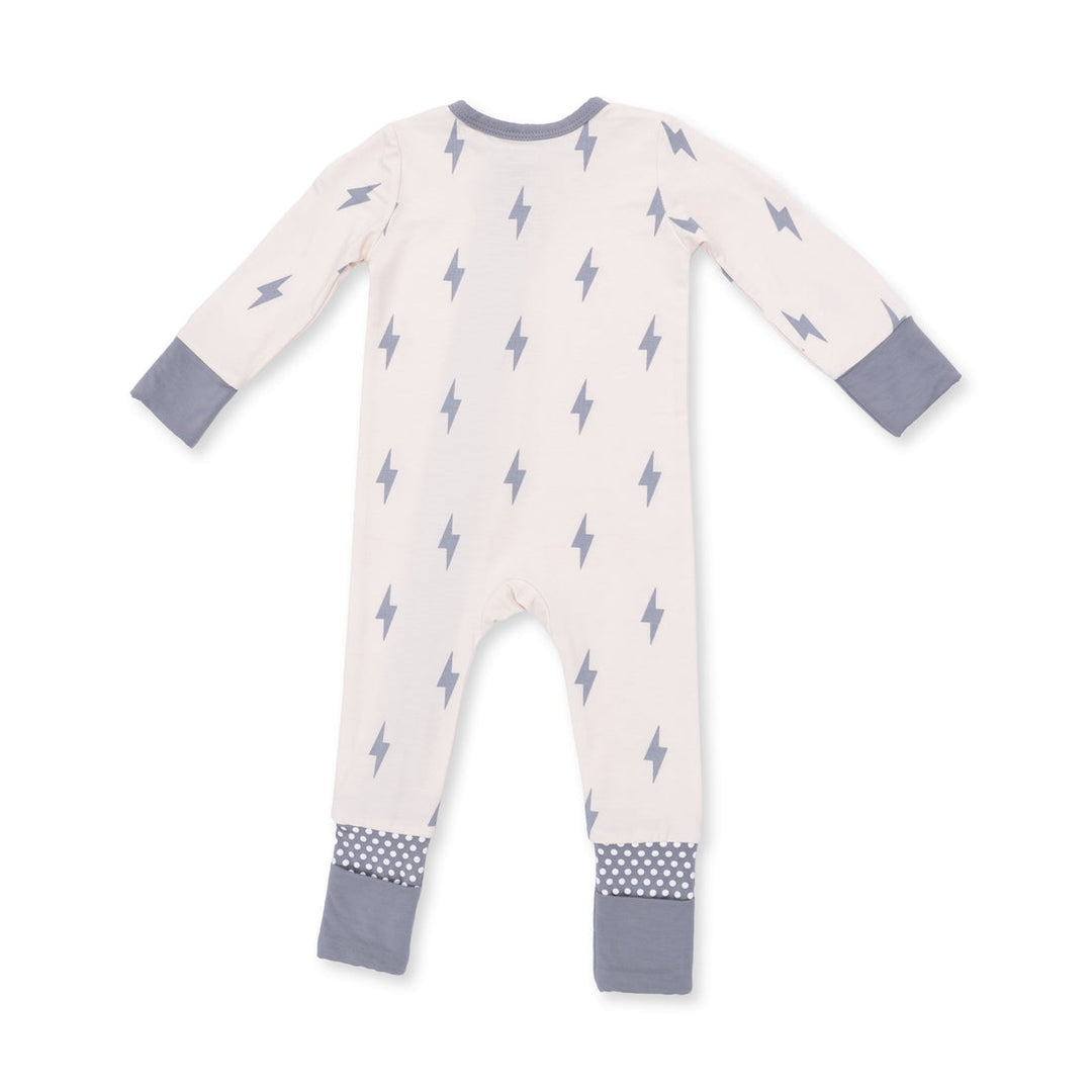 Convertible Romper - Beige Lightning Bolt