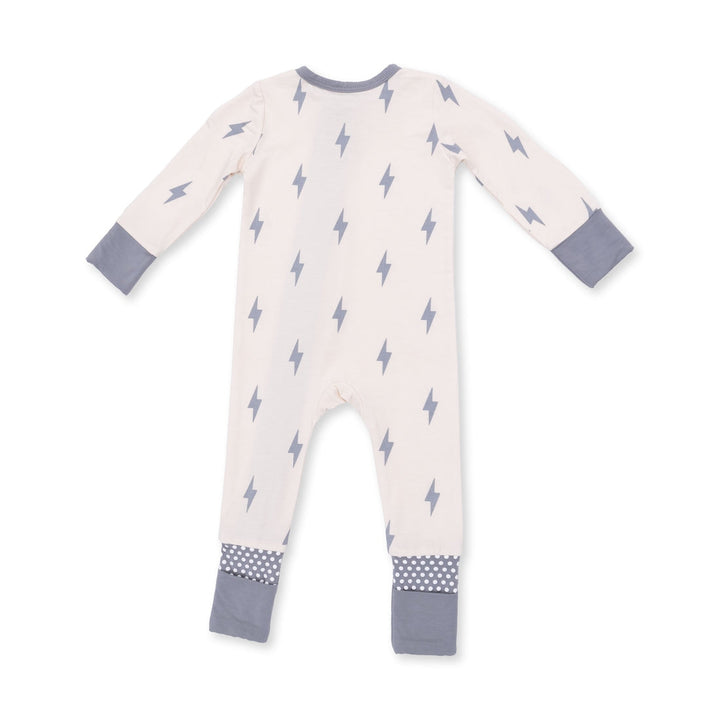 Convertible Romper - Beige Lightning Bolt