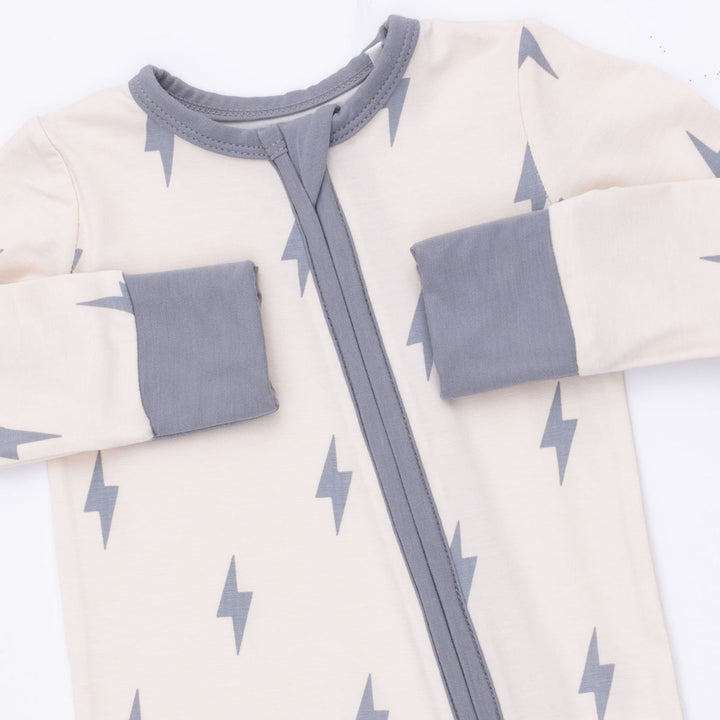 Convertible Romper - Beige Lightning Bolt