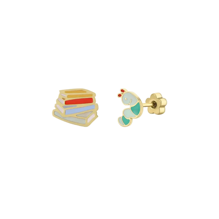 Bookworm Enamel Earrings