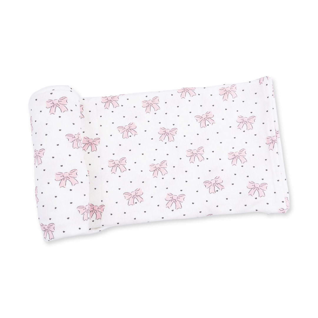 Swaddle Blanket - Pink Bows and Hearts