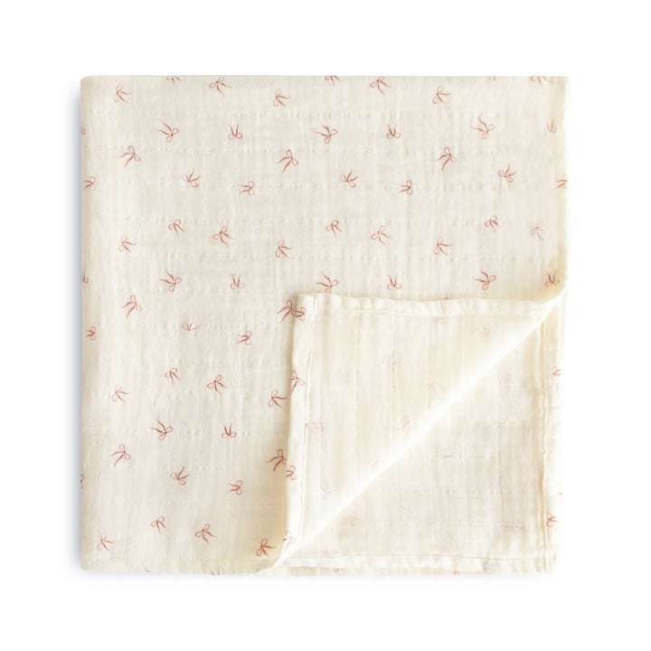 Organic Cotton Muslin Swaddle Blanket Bows