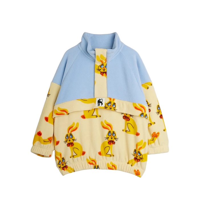 Fleece Halfzip Sweater - Yellow Rabbits AOP