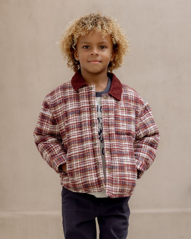 Burgundy Plaid Kid Nashville Quilted Jacket